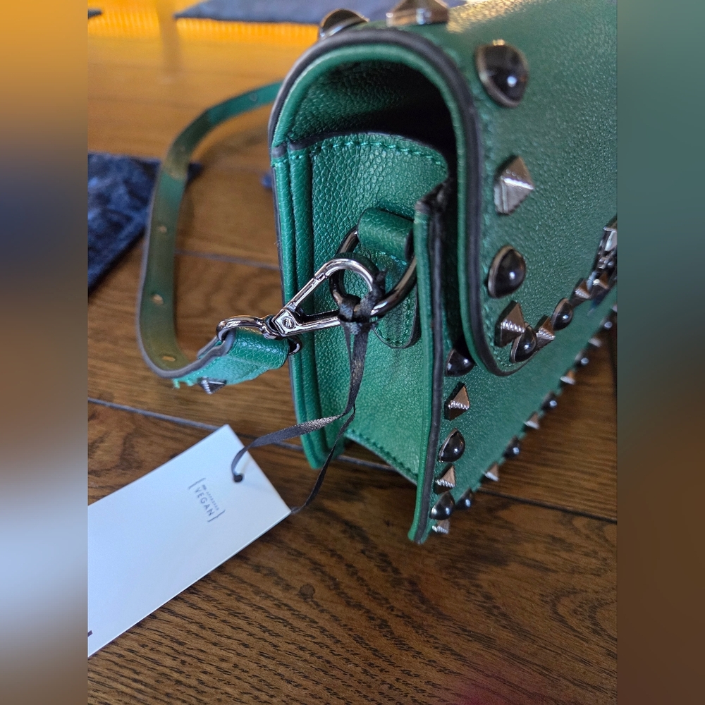 Mersi Vegan Green Crossbody Studded New With Tags Purse - Picture 3 of 14
